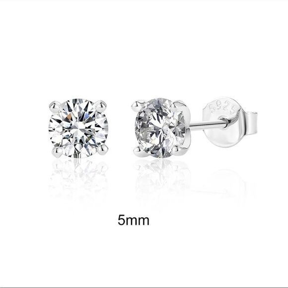 Diamond Earrings Mossanite Certified 0.5 Carat Each 1/2 CTW 925 Solid 🆕